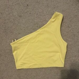Susana Monaco Lemon One Shoulder Crop Top